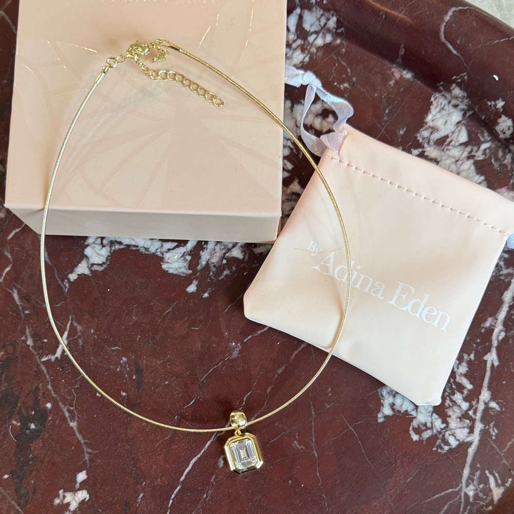 Adina Eden Gold Necklace with Crystal Pendant